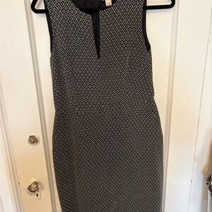 J. Crew Black and White Patterned Midi Dress